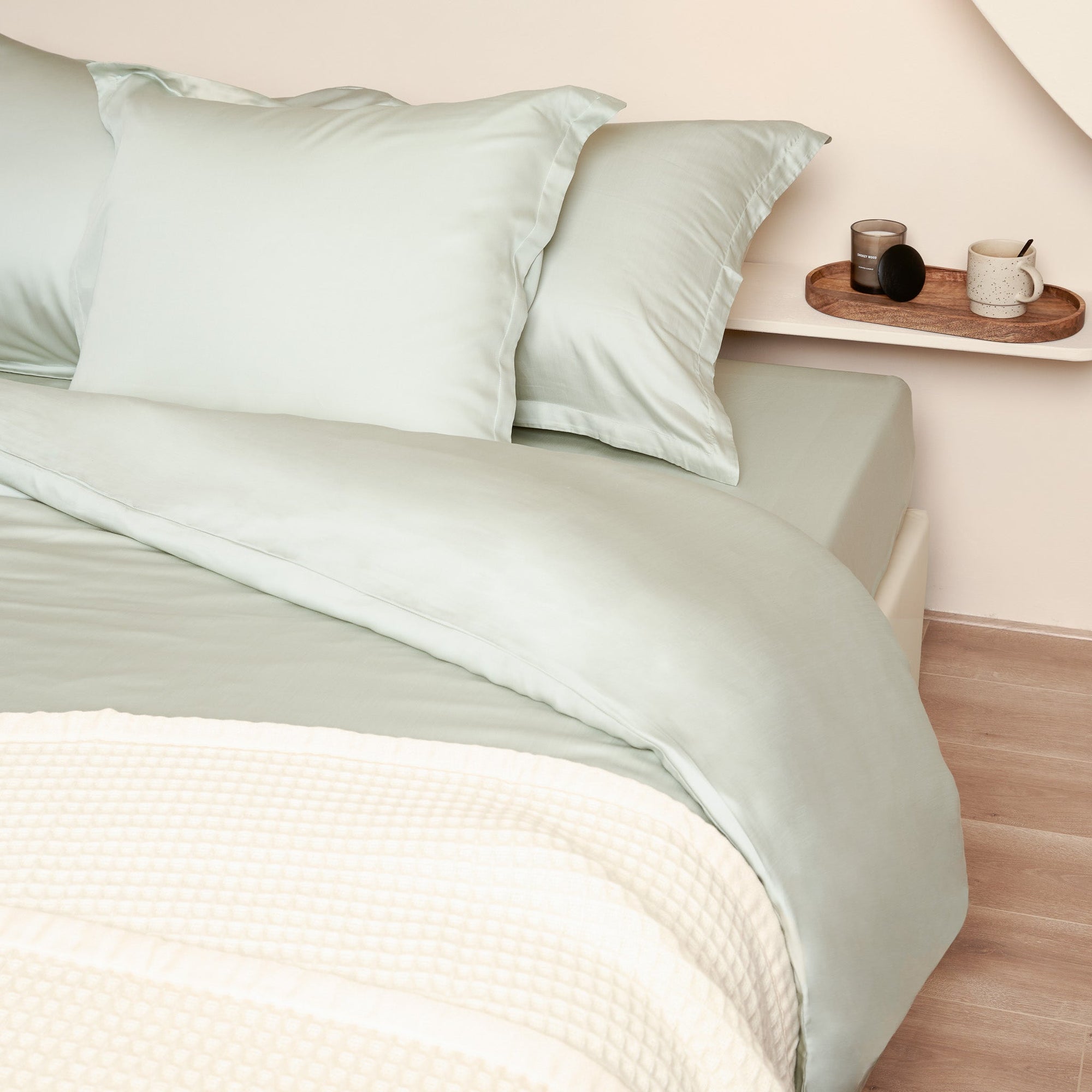 COCO & CICI TENCEL SATEEN KUSSENSLOOP GROEN GRIJS - 1 KUSSENSLOOP 60X70