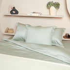 COCO & CICI TENCEL SATEEN KUSSENSLOOP GROEN GRIJS - 1 KUSSENSLOOP 60X70