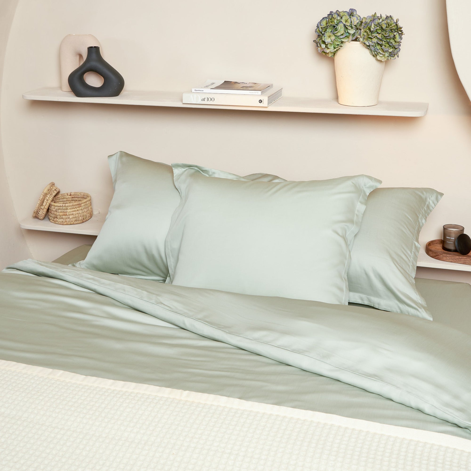 COCO & CICI TENCEL SATEEN KUSSENSLOOP GROEN GRIJS - 1 KUSSENSLOOP 60X70