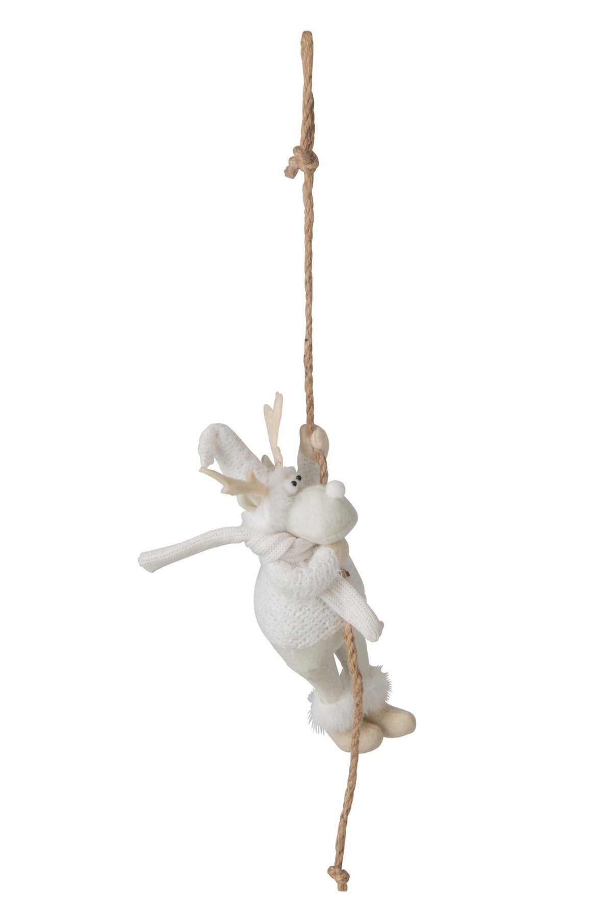 J-Line decoratieve hanger rendier polyester wit 58 cm