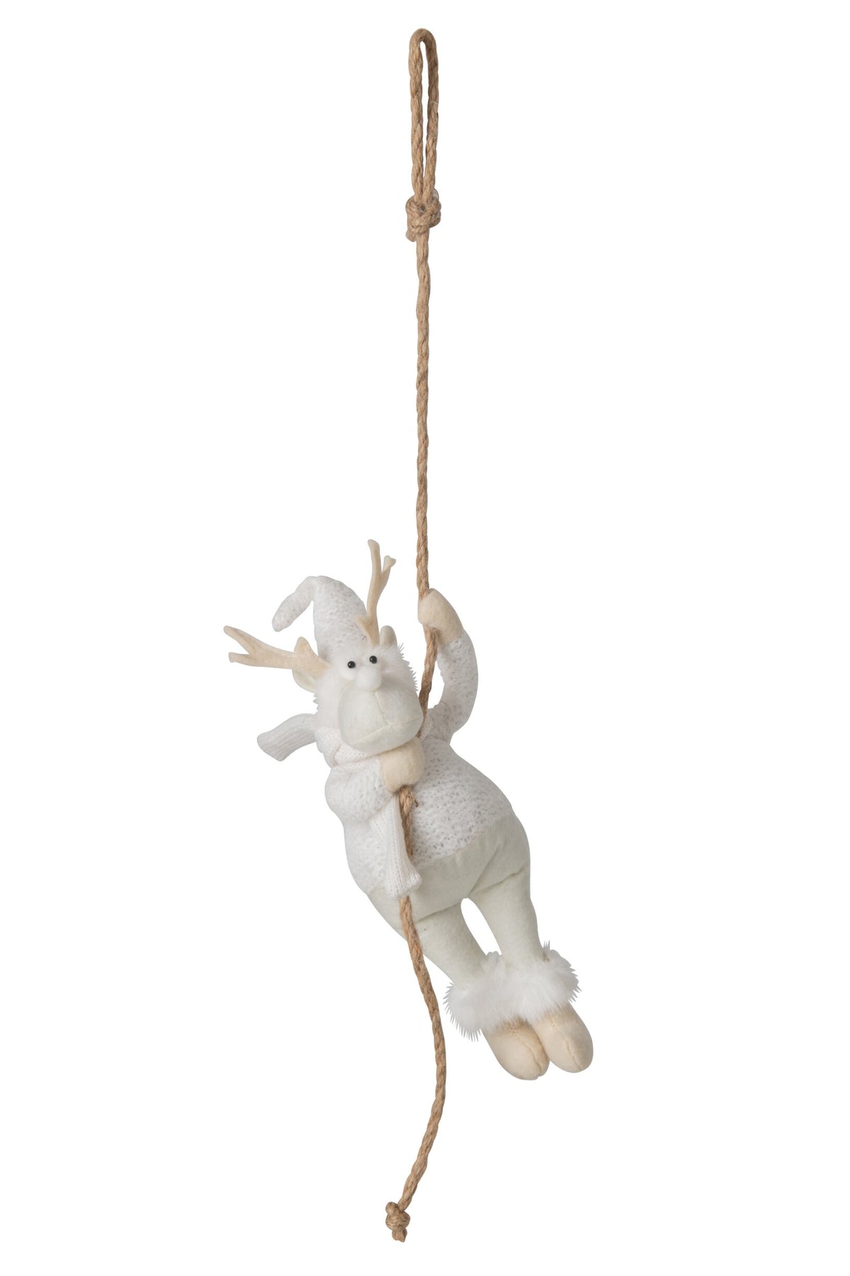 J-Line decoratieve hanger rendier polyester wit 58 cm