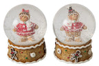 J-Line sneeuwbol gingerbread polyresin beige/rood – set van 2