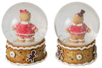 J-Line sneeuwbol gingerbread polyresin beige/rood – set van 2