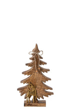 J-Line decoratieve dennenboom + rendier mangohout goud/naturel klein 31 cm