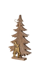 J-Line decoratieve kerstboom mangohout/aluminium goud/naturel 42 cm