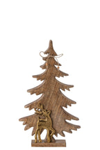 J-Line decoratieve kerstboom mangohout/aluminium goud/naturel 42 cm