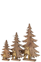 J-Line decoratie kerstboom + rendier mangohout/aluminium naturel/goud large 56,5 cm