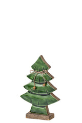 J-Line decoratieve kerstboom Pine Tree Bow mangohout groen/naturel klein 25 cm