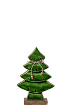 J-Line decoratieve kerstboom Pine Tree Bow mangohout groen/naturel klein 25 cm