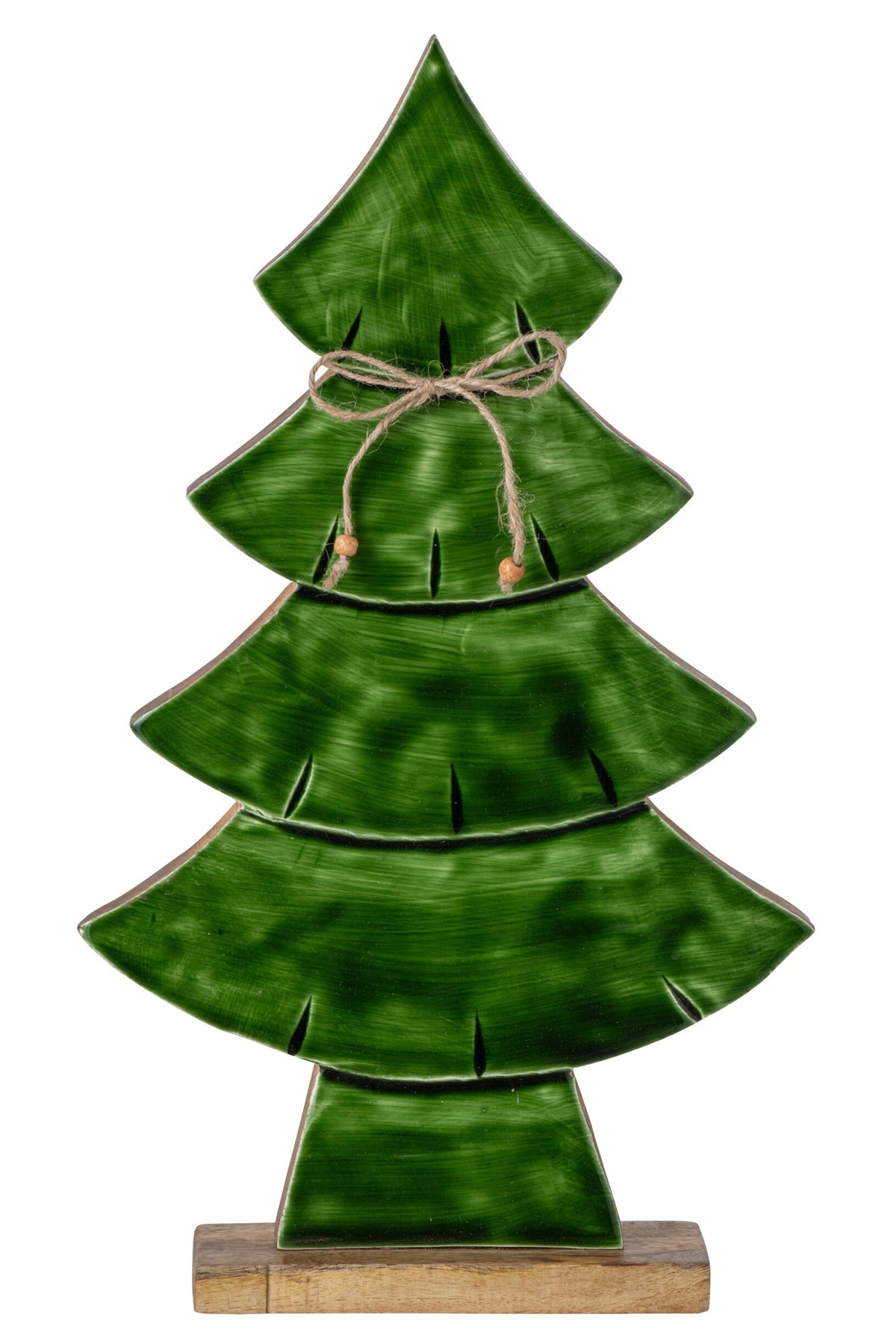 J-Line decoratieve kerstboom Pine Tree Bow mangohout groen/naturel large 46 cm