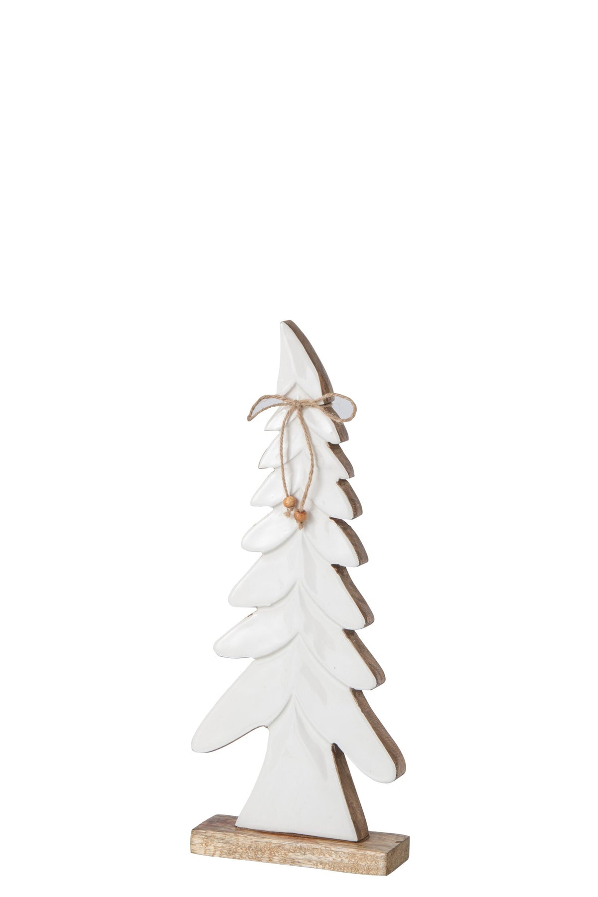 J-Line decoratieve boom Pine Tree Bow mangohout naturel/wit 38 cm