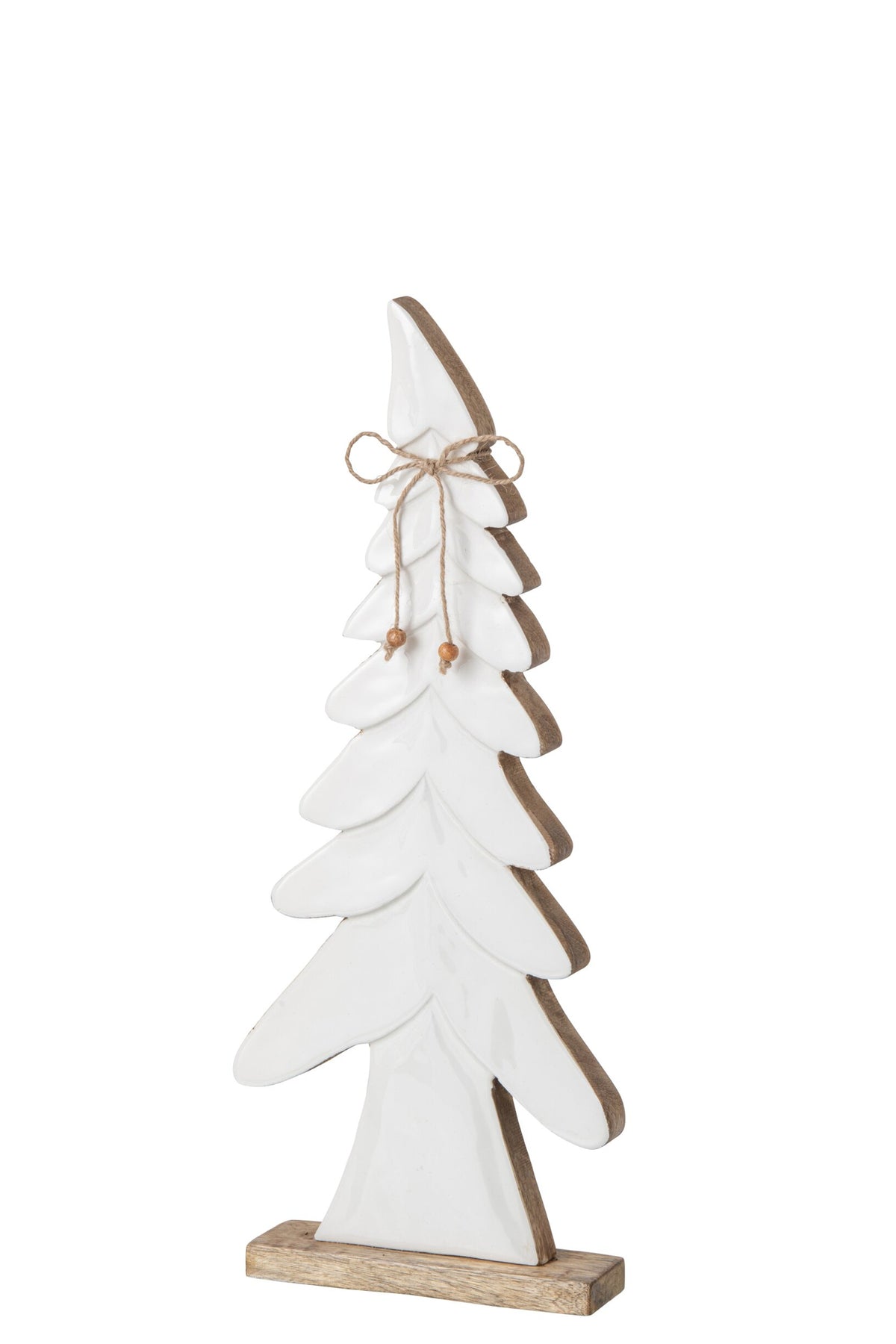 J-Line decoratieve kerstboom Pine Tree Bow mangohout wit/naturel medium 48 cm