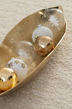 J-Line kerstbal glitter goud glas 8 cm