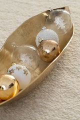 J-Line kerstbal glitter goud glas 8 cm