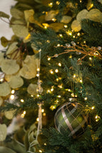 J-Line kerstbal geruit groen/goud glas 8 cm – set van 3