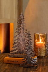 J-Line decoratieve kerstboom aluminium/mangohout koper/naturel 33 cm