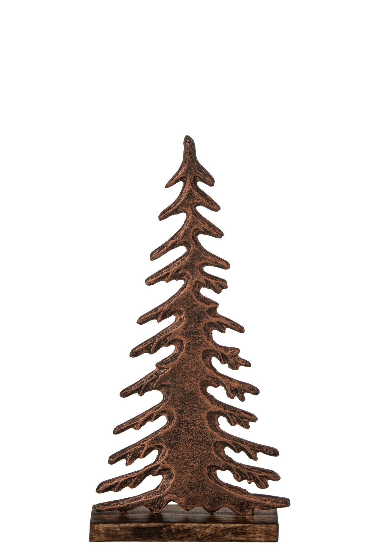 J-Line decoratieve kerstboom aluminium/mangohout koper/naturel 33 cm