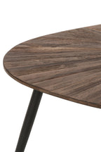 J-LINE SET VAN 2 SALONTAFELS RAY OVAAL GERECYCLED HOUT DONKERBRUIN/ZWART