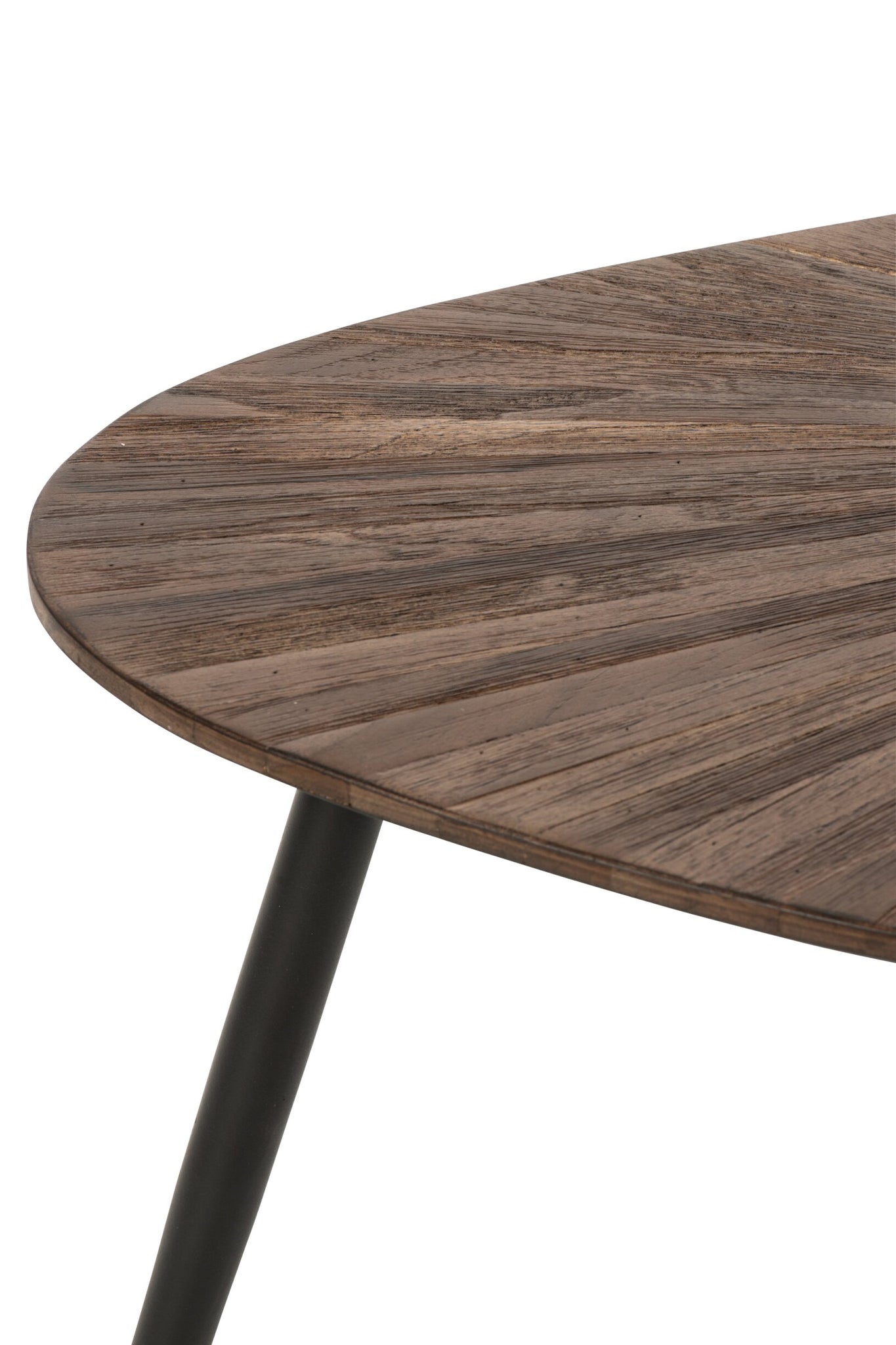 J-LINE SET VAN 2 SALONTAFELS RAY OVAAL GERECYCLED HOUT DONKERBRUIN/ZWART