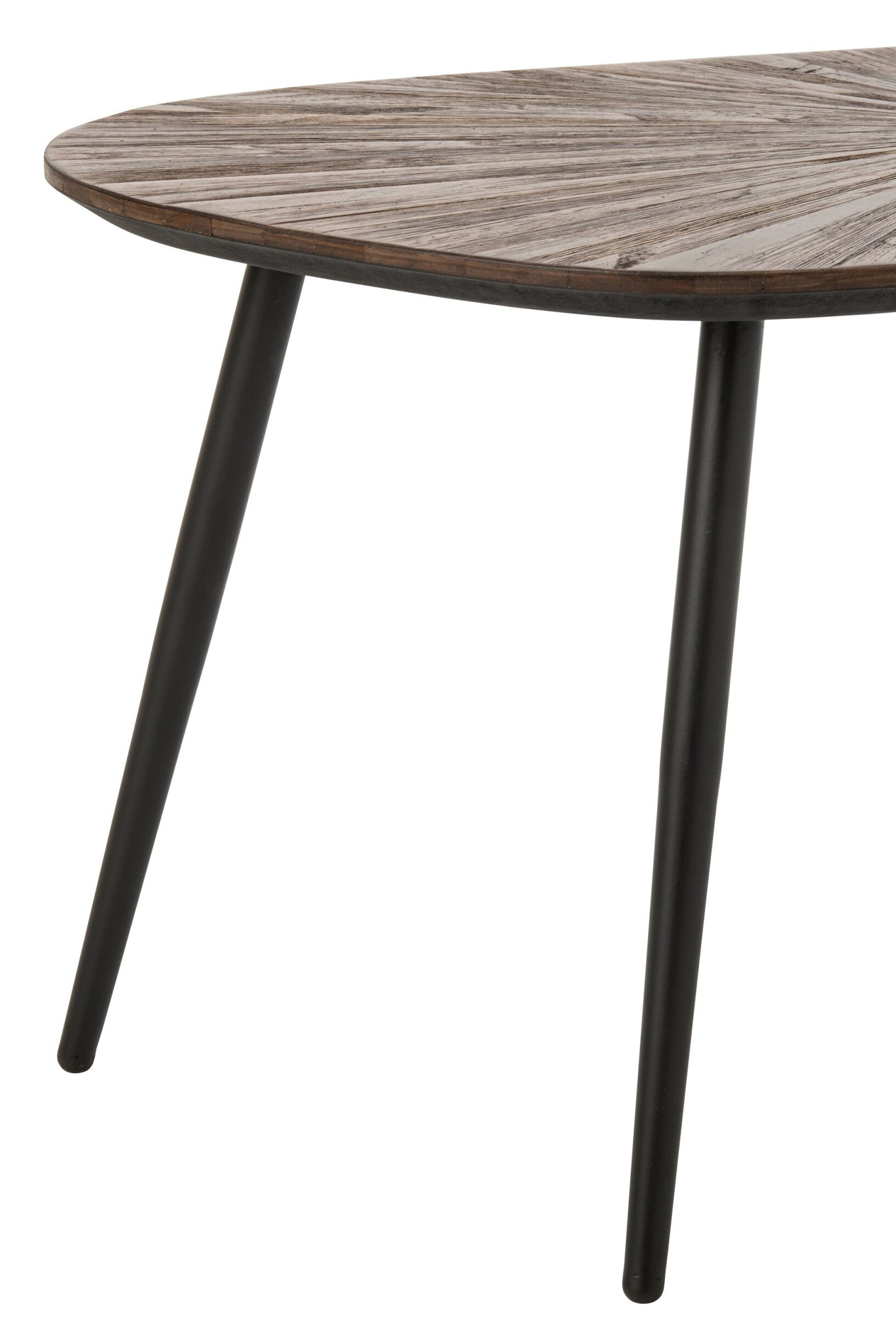 J-LINE SET VAN 2 SALONTAFELS RAY OVAAL GERECYCLED HOUT DONKERBRUIN/ZWART