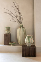 J-LINE SET VAN 3 SALONTAFELS RAY CUBE GERECYCLED HOUT DONKERBRUIN