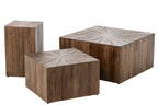 J-LINE SET VAN 3 SALONTAFELS RAY CUBE GERECYCLED HOUT DONKERBRUIN