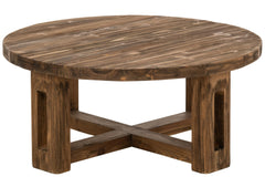J-LINE SALONTAFEL ROND GERECYCLED HOUT BRUIN