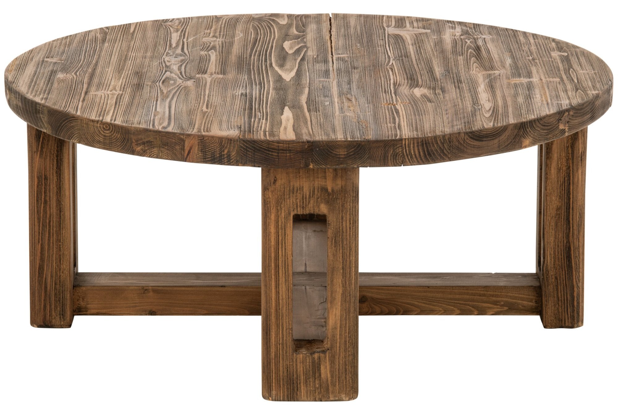 J-LINE SALONTAFEL ROND GERECYCLED HOUT BRUIN
