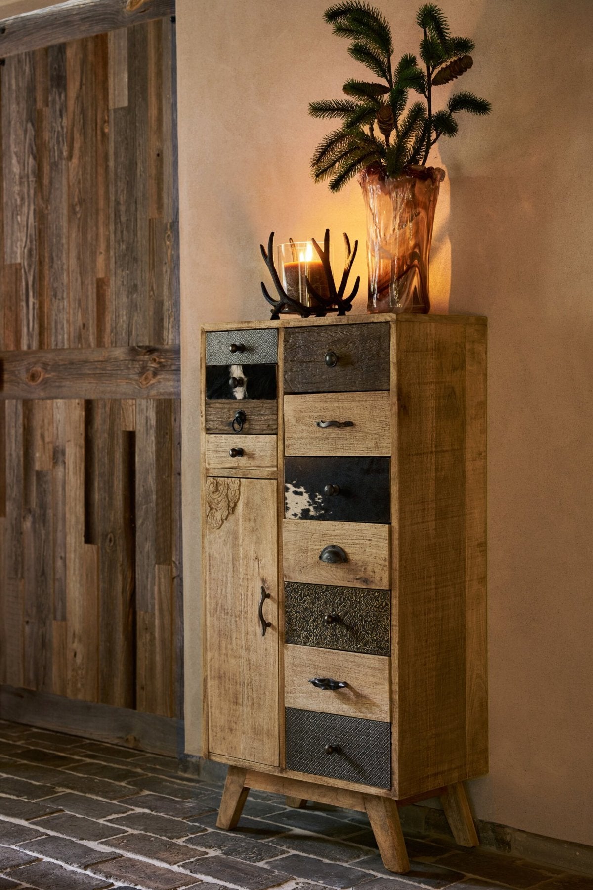J-LINE LADEKAST RELIEF MANGOHOUT MULTI/NATUREL