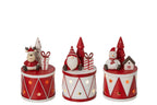 J-Line LED-drum kerstman/sneeuwman/rendier ijzer wit/rood – set van 3