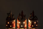 J-Line LED-drum kerstman/sneeuwman/rendier ijzer wit/rood – set van 3