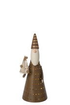 J-Line LED kerstmanfiguur ijzer bruin/wit klein 23 cm