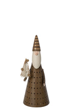 J-Line LED kerstmanfiguur ijzer bruin/wit klein 23 cm
