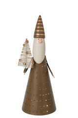 J-Line LED kerstmanfiguur ijzer bruin/wit large 28,5 cm