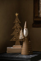 J-Line LED kerstmanfiguur ijzer bruin/wit large 28,5 cm