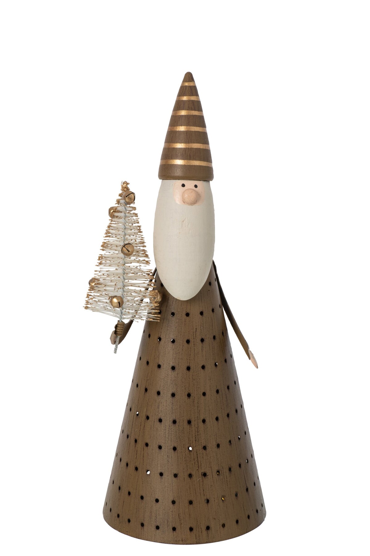 J-Line LED kerstmanfiguur ijzer bruin/wit large 28,5 cm