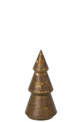 J-Line LED lichtobject kerstboom ijzer bruin klein 20,5 cm