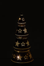 J-Line LED-kerstboom met sterren ijzer bruin large 28 cm