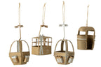 J-Line kersthanger kabelbaan metaal wit/beige 16 cm – set van 4