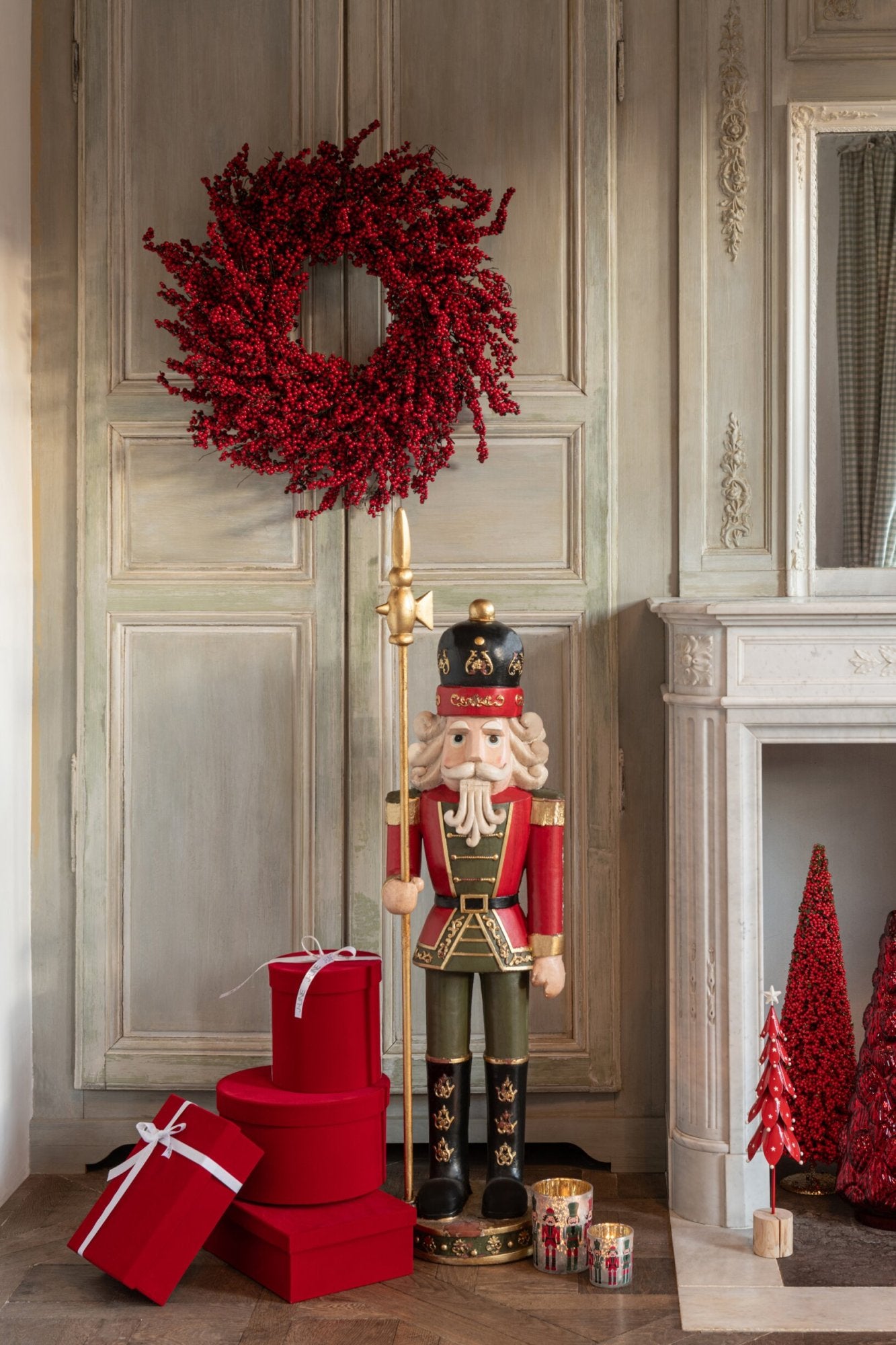 J-LINE KERSTKRANS BERRIES FOAM/ROTAN ROOD Ø80 CM