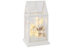 J-LINE LED-KERSTDORP GLAS/KUNSTSTOF WIT/GOUD KLEIN 33 CM