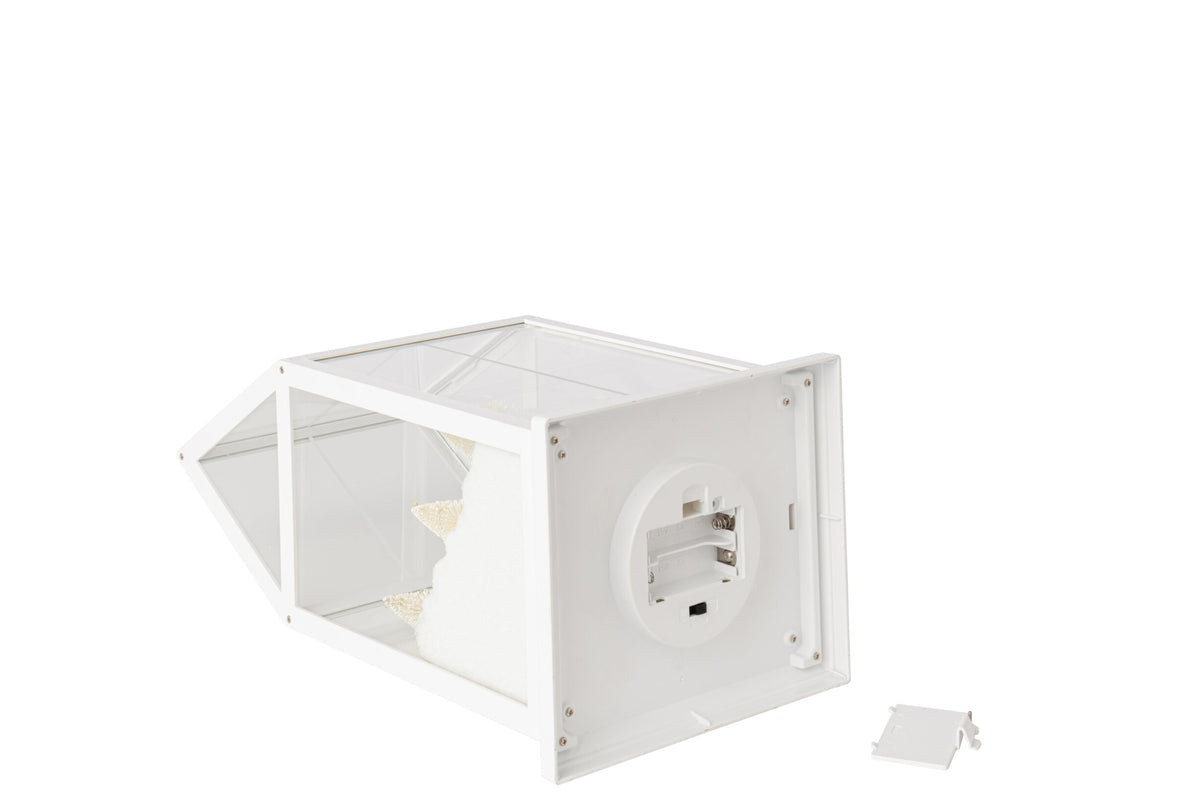 J-LINE LED-KERSTDORP GLAS/KUNSTSTOF WIT/GOUD KLEIN 33 CM