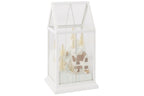 J-LINE LED-KERSTDORP GLAS/KUNSTSTOF WIT/GOUD KLEIN 33 CM