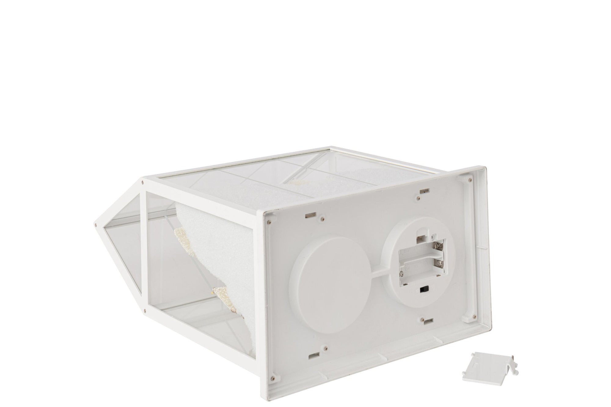 J-LINE LED KERSTDORP GLAS/KUNSTSTOF WIT/GOUD MEDIUM 33 CM