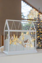 J-LINE LED KERSTDORP GLAS/KUNSTSTOF WIT/GOUD LARGE 33 CM