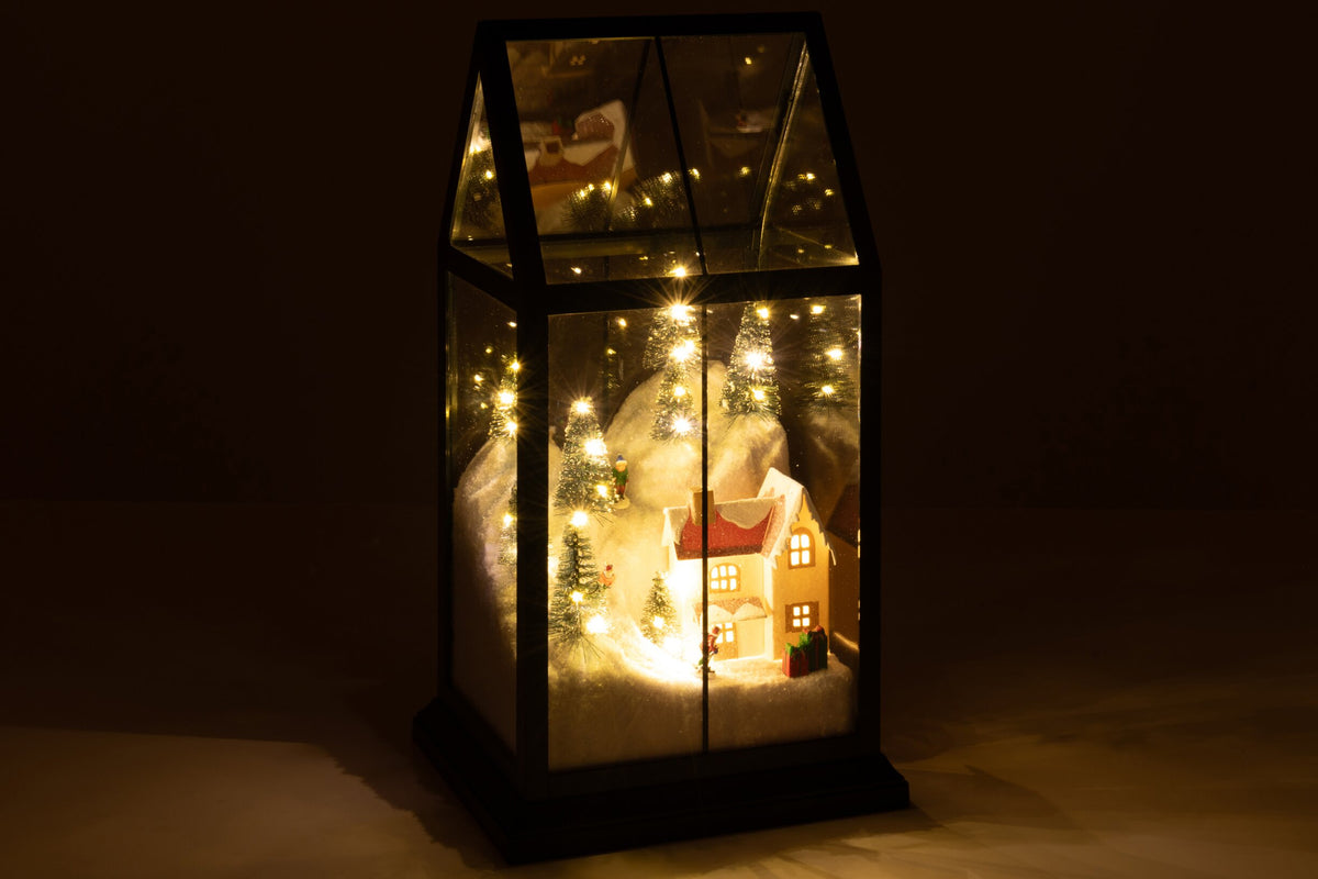 J-LINE LED KERSTDORP GLAS/KUNSTSTOF MULTICOLOR KLEIN 33 CM