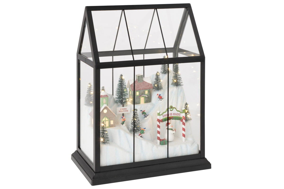 J-LINE KERSTDORP MET LED GLAS/KUNSTSTOF MULTICOLOR MEDIUM 33 CM