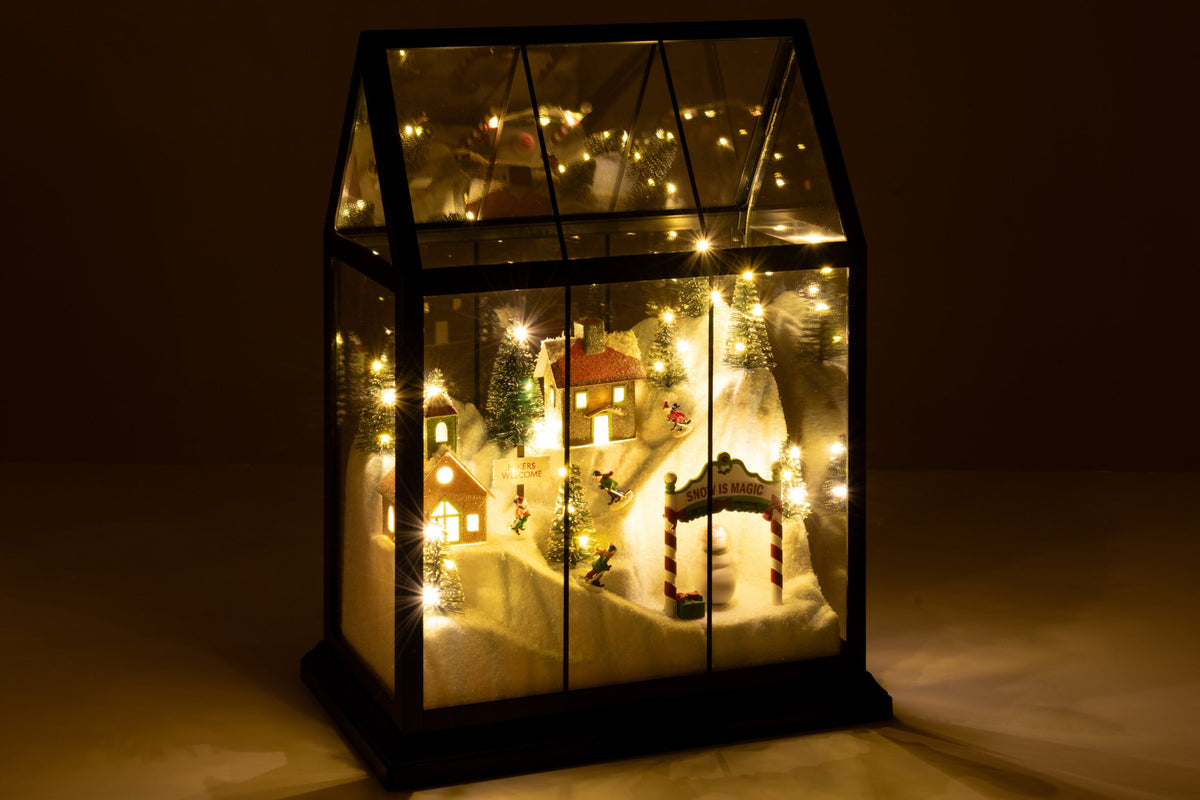 J-LINE KERSTDORP MET LED GLAS/KUNSTSTOF MULTICOLOR MEDIUM 33 CM