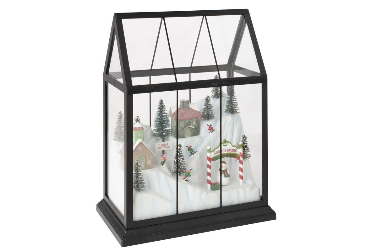J-LINE KERSTDORP MET LED GLAS/KUNSTSTOF MULTICOLOR MEDIUM 33 CM