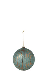 J-LINE KERSTBAL POLYSTYREEN BLAUW/GOUD 12 CM